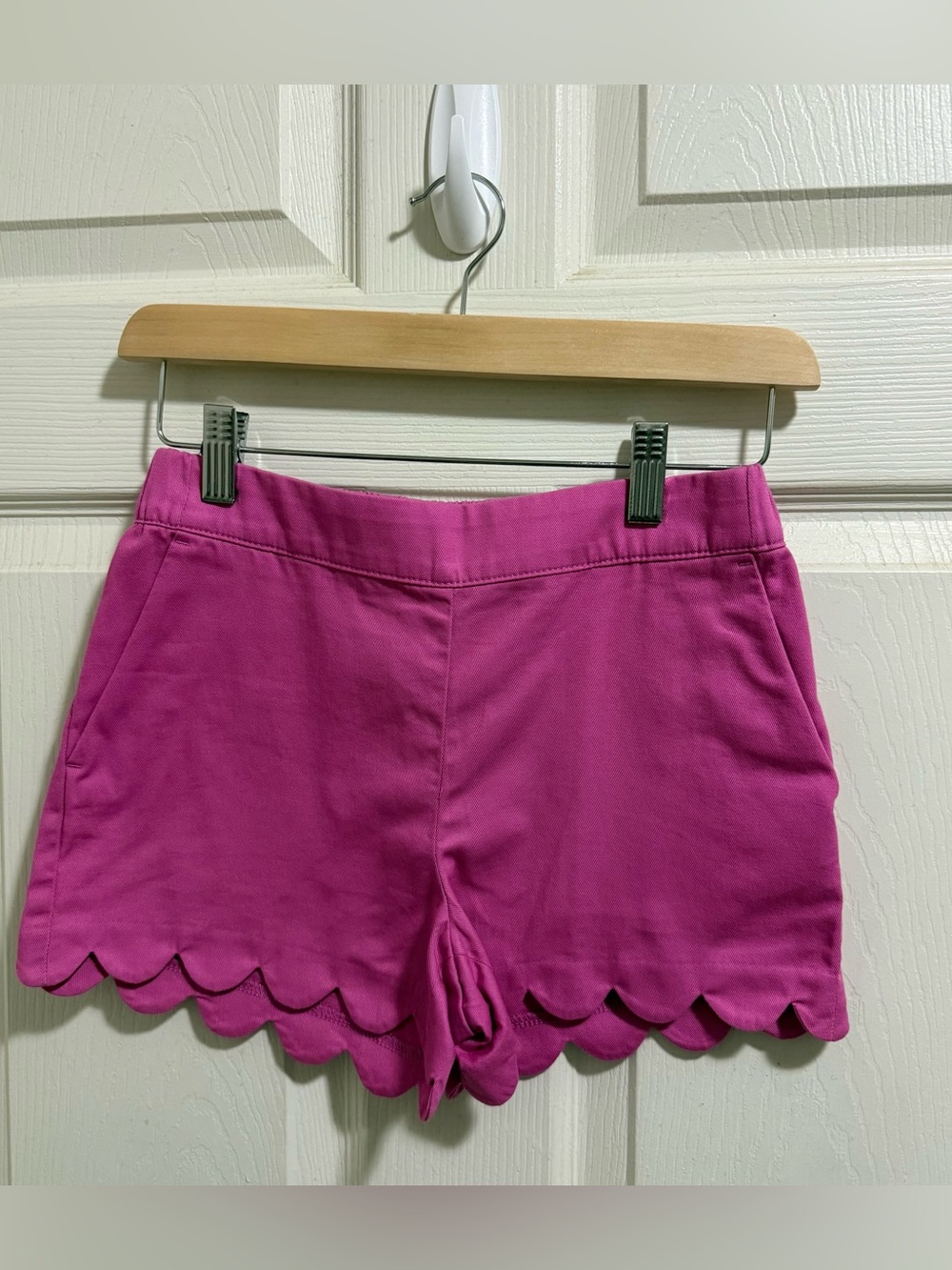 J. Crew Girls' Scallop Hem Knit Shorts - Bright Pink